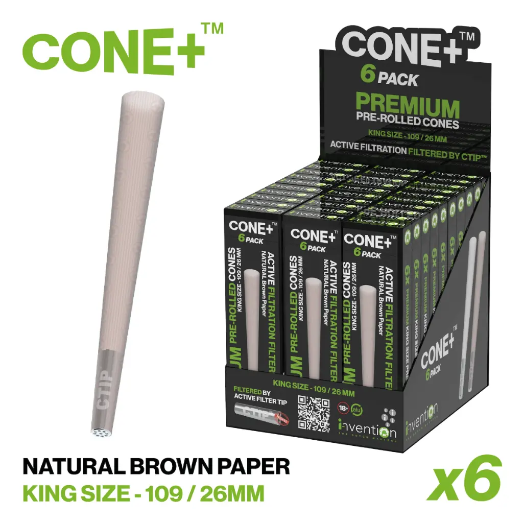 CONE+ King Size - Natural Brown 6-pack